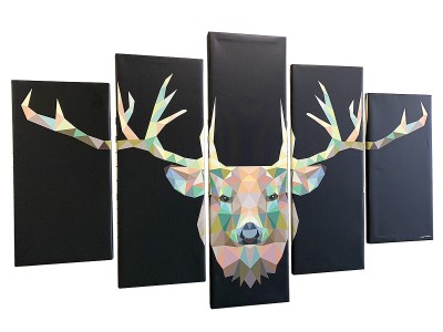 Toile "Pentaptyque Cerf"